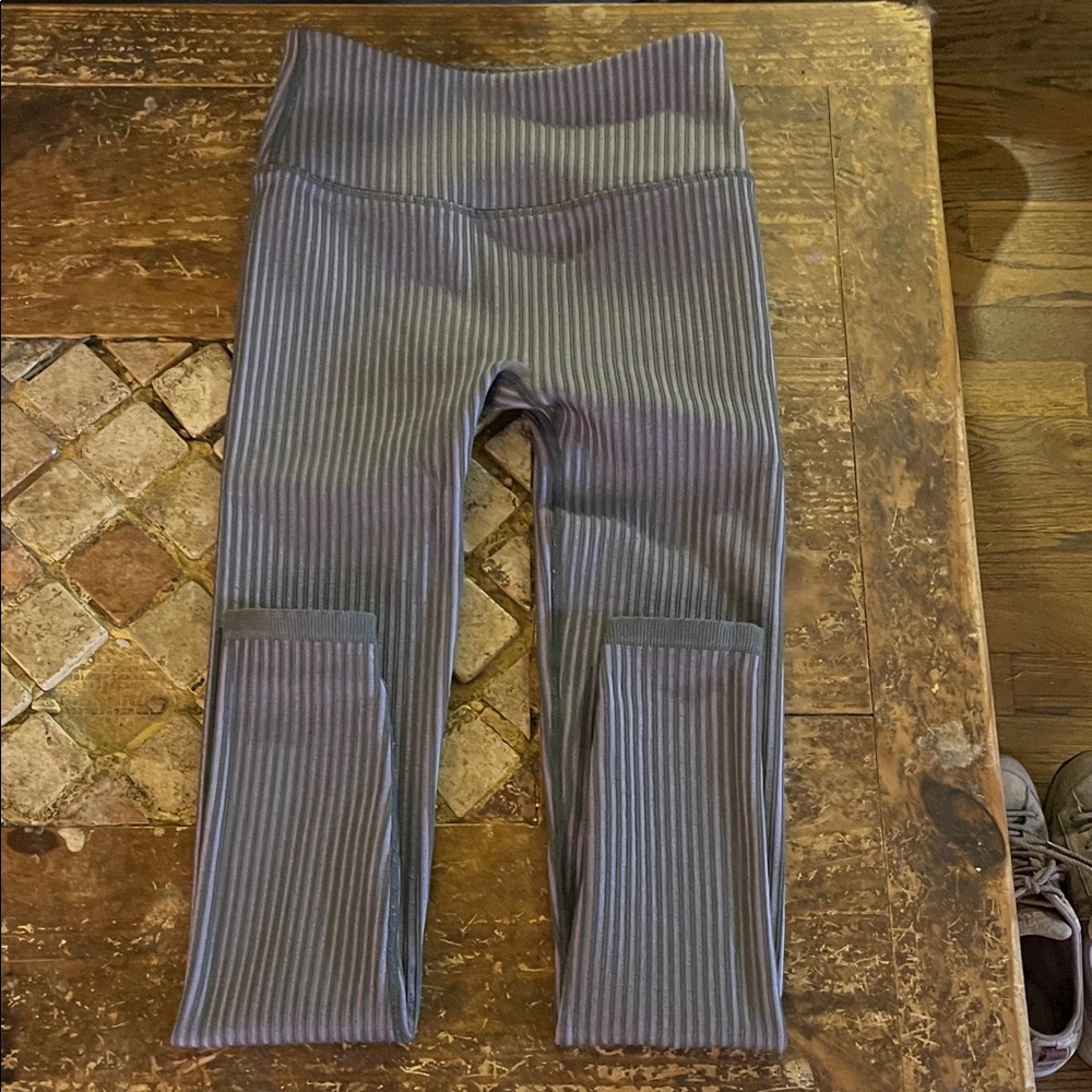 Fabletics womens Gray Striped Leggings